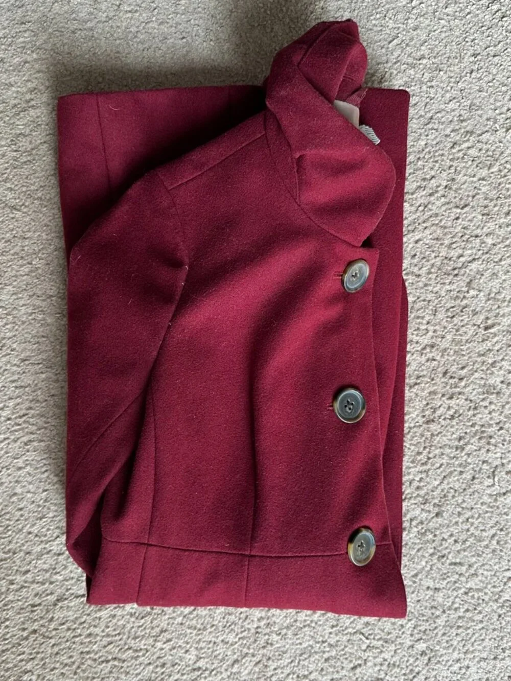 J Crew Coat Womens 6 Long Wool Blend Collared Button Close Red Pockets - Picture 14 of 14